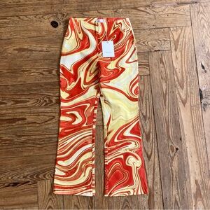 Hosbjerg Paloma Vilma Marble Print Pants Red Yellow NWT Size M | Scandi Designer